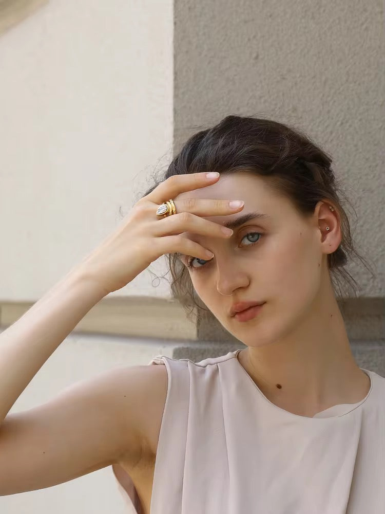 Celeste Teardrop Statement Ring