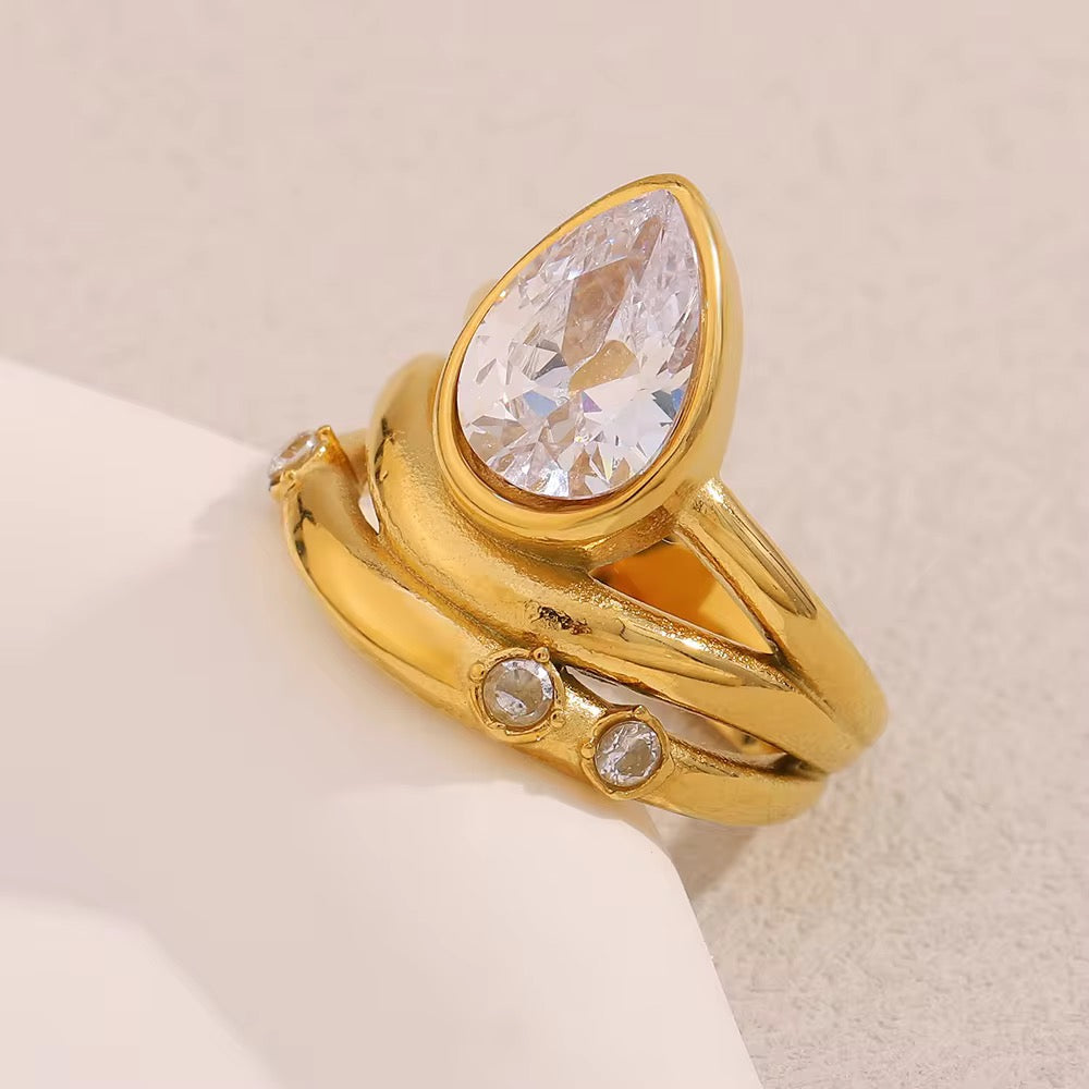 Celeste Teardrop Statement Ring