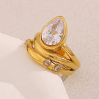 Celeste Teardrop Statement Ring