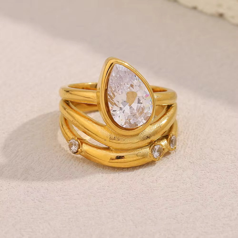 Celeste Teardrop Statement Ring