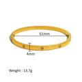 Real Gold Plated 304 Stainless Steel PVD Coated Zircon Solid Color Waterproof Non Tarnish Surgical Steel Simple Style Shiny Bangle