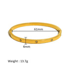 Real Gold Plated 304 Stainless Steel PVD Coated Zircon Solid Color Waterproof Non Tarnish Surgical Steel Simple Style Shiny Bangle