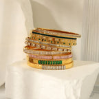 Real Gold Plated 304 Stainless Steel PVD Coated Zircon Solid Color Waterproof Non Tarnish Surgical Steel Simple Style Shiny Bangle